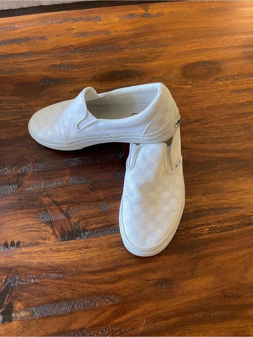 Vans White Slip-On Checkerboard Sneakers Unisex